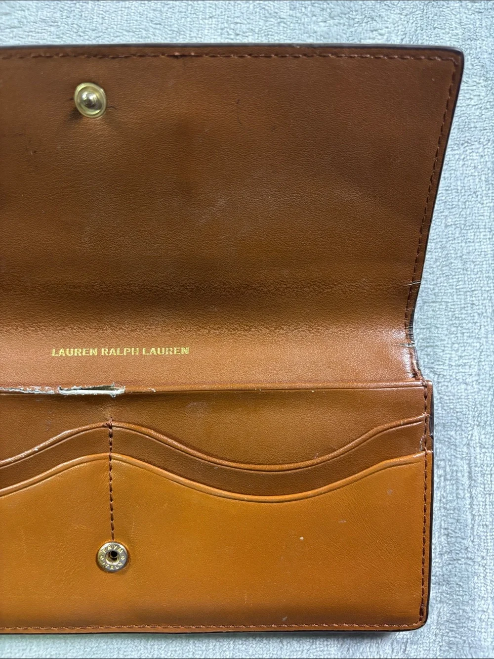 Lauren Ralph Lauren Brown Leather Belted Continental Wallet Clutch LRL